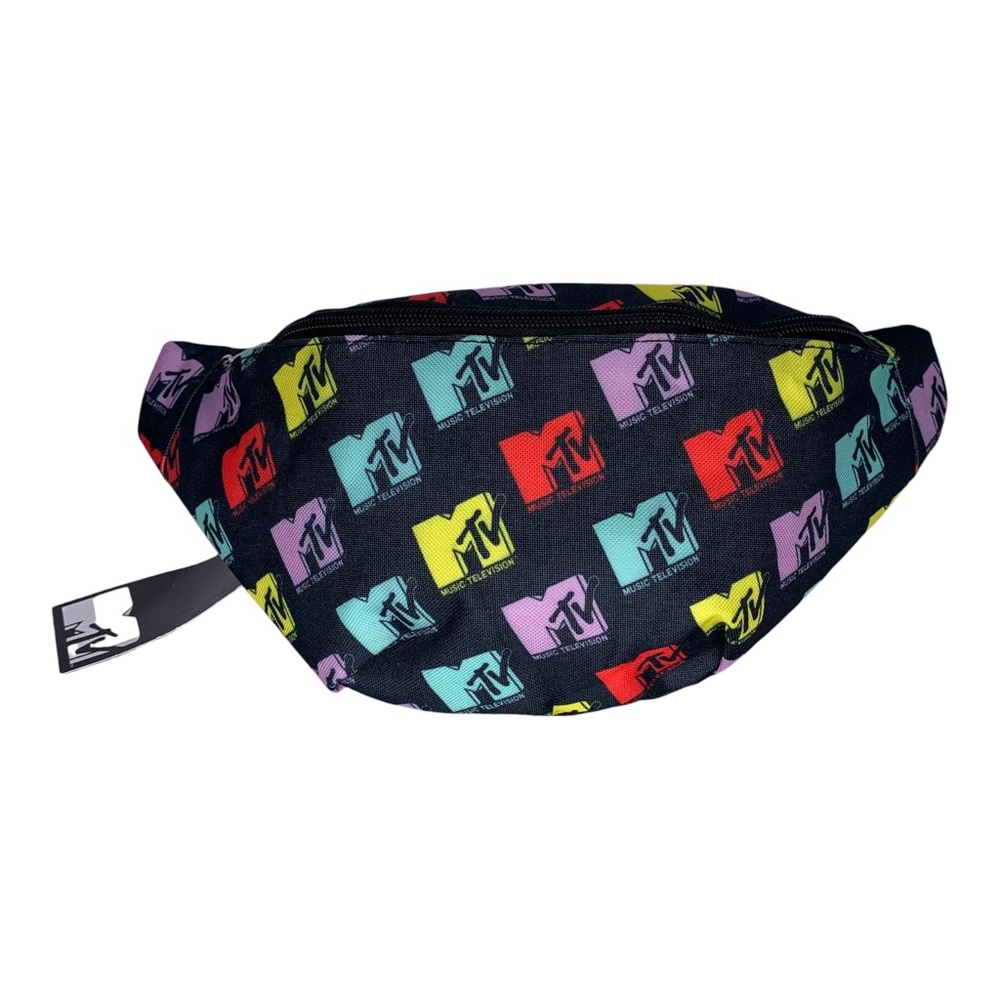 MTV NWT Music Television Retro Logo Fanny Pack Black Zipper Closure